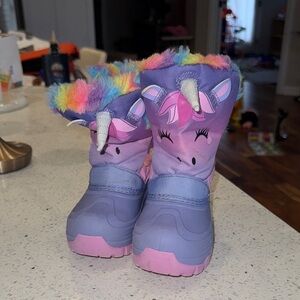 Unicorn Kids Boots - Purple and Pink